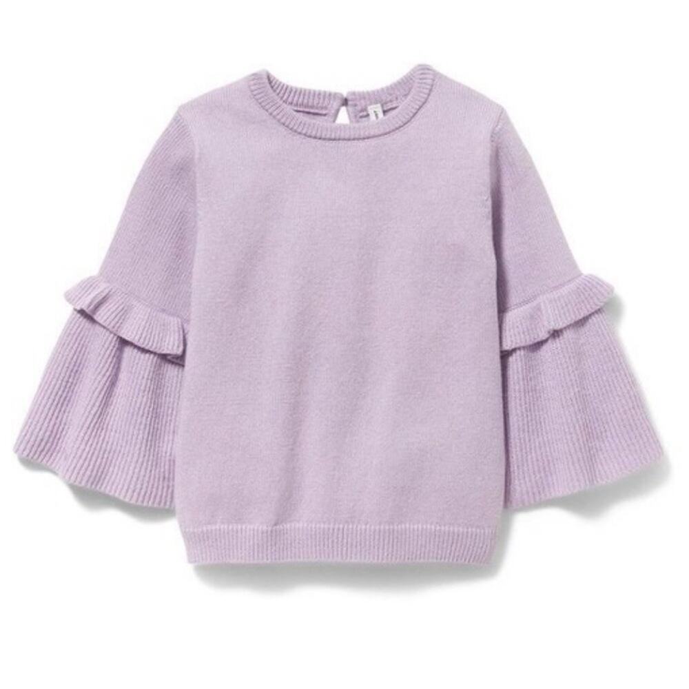 Janie and Jack Girls Ruffle Bell Sleeve Sweater 5 Lavender Cotton Girly Preppy
